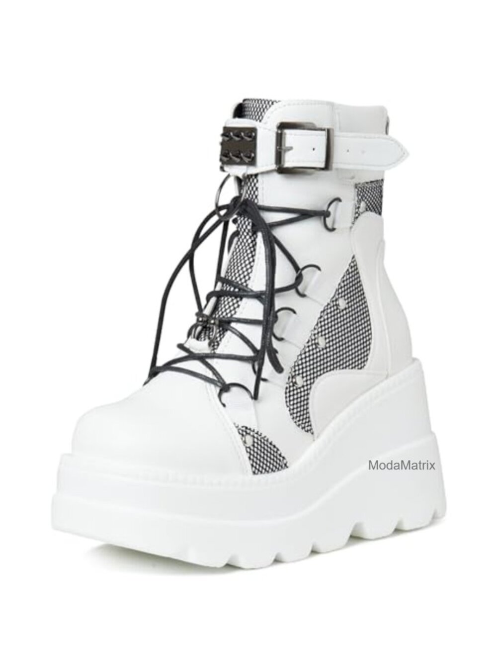 Goth Platform Ankle Boots for Women Wedge Heel Chunky Lace Up Bootie